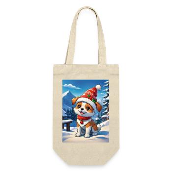 Anime Winterlandschaft Hund 1.9 - Geschenkbeutel für Flaschen - Natur - Vorne