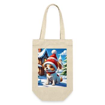 Anime Winterlandschaft Hund 1.11 - Geschenkbeutel für Flaschen - Natur - Vorne
