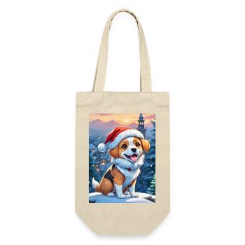 Anime Winterlandschaft Hund 1.8 - Geschenkbeutel für Flaschen - Natur - Vorne