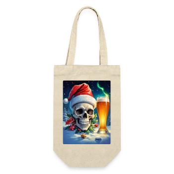 Weihnachten Skull Bier 1.11 - Geschenkbeutel für Flaschen - Natur - Vorne