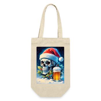 Weihnachten Skull Bier 1.7 - Geschenkbeutel für Flaschen - Natur - Vorne