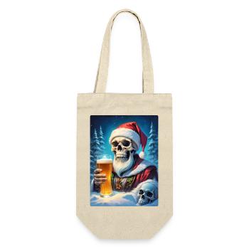 Weihnachten Skull Bier 1.6 - Geschenkbeutel für Flaschen - Natur - Vorne