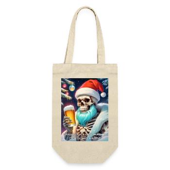 Weihnachten Skull Bier 2.9 - Geschenkbeutel für Flaschen - Natur - Vorne