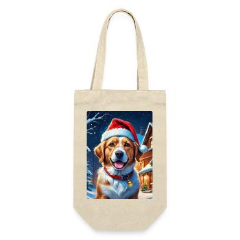 Winterlandschaft Hund 3.4 - Geschenkbeutel für Flaschen - Natur - Vorne