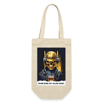Bier Experte Skull 1.10 - Geschenkbeutel für Flaschen - Natur - Vorne