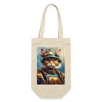 Steampunk Katze 1.4 - Geschenkbeutel für Flaschen - Natur - Vorne