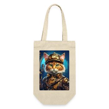 Steampunk Katze 1.3 - Geschenkbeutel für Flaschen - Natur - Vorne