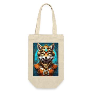 Steampunk Wolf 1.18 - Geschenkbeutel für Flaschen - Natur - Vorne