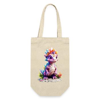 Dino Dinosaurier V1 24 02 - Geschenkbeutel für Flaschen - Natur - Vorne