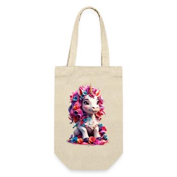 Einhorn Unicorn V1 24 06 - Geschenkbeutel für Flaschen - Natur - Vorne