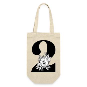 Numéro 2 floral noir -2e anniversaire floral - Sac à bouteille - nature - Devant