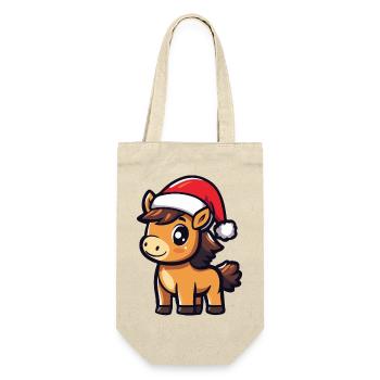 Pferd Weihnachten - Geschenkbeutel für Flaschen - Natur - Vorne