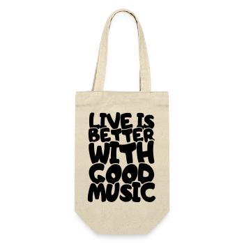 Das Leben ist besser mit guter Musik # - Geschenkbeutel für Flaschen - Natur - Vorne