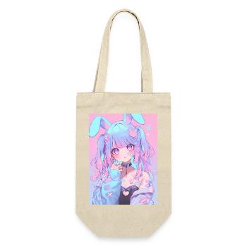 Hase Bunny Girl Anime Manga Pastel Goth Geschenk - Geschenkbeutel für Flaschen - Natur - Vorne