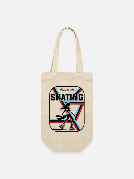 Skating Design – Born to Roll - Geschenkbeutel für Flaschen - Natur