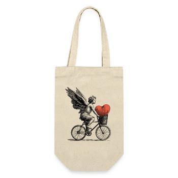 Heart Angel on Bicycle - Gift Bag for Bottles - nature - Front