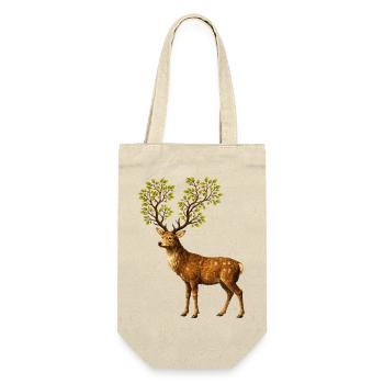 Hirsch mit Baumgeweih – Naturgeist des Waldes - Geschenkbeutel für Flaschen - Natur - Vorne