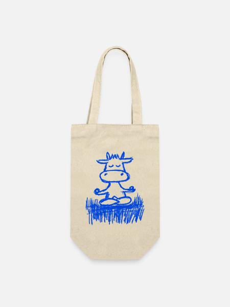 Zen-Kuh auf der Wiese - Geschenkbeutel für Flaschen - Natur