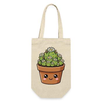 Kawaii Daisy Kaktustopf - Geschenkbeutel für Flaschen - Natur - Vorne