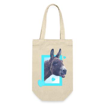 cute donkey at the window blue hearts - Gift Bag for Bottles - nature - Front