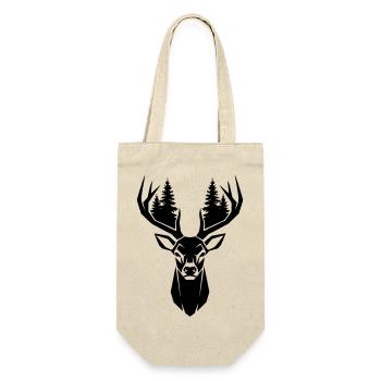 Hirschkopf Bäume Wald Silhouette - Geschenkbeutel für Flaschen - Natur - Vorne