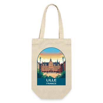 Lille France Grand Place Vintage Travel Poster - Gift Bag for Bottles - nature - Front