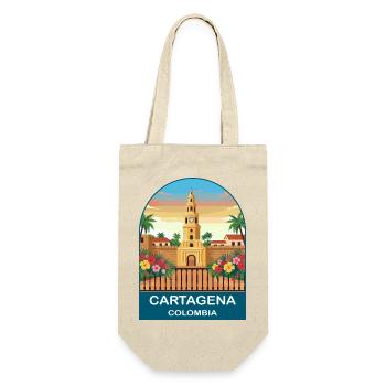 Cartagena Colombia Vintage City Travel Poster - Gift Bag for Bottles - nature - Front