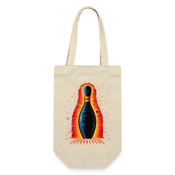 Bowling 80er Jahre Look - Geschenkbeutel für Flaschen - Natur - Vorne