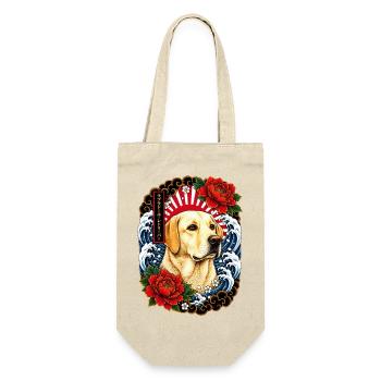 Labrador Retriever im Japan Tattoo Stil - Geschenkbeutel für Flaschen - Natur - Vorne