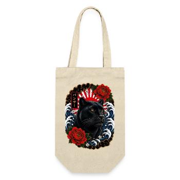 Schwarzer Panther im japanischen Irezumi Stil - Geschenkbeutel für Flaschen - Natur - Vorne