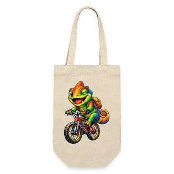 Chamäleon auf dem Fahrrad - Geschenkbeutel für Flaschen - Natur - Vorne
