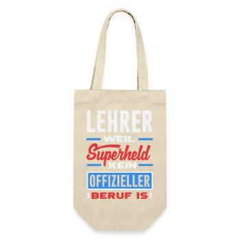 Lehrer Superheld Beruf - Geschenkbeutel für Flaschen - Natur - Vorne