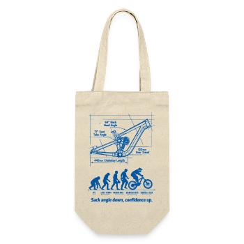 MTB Evolution Blueprint: Full Suspension Downhill - Gift Bag for Bottles - nature - Front