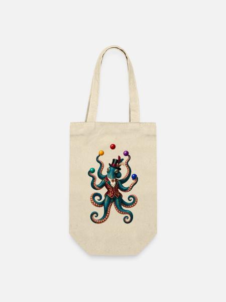 Tintenoktopus im Zylinder - Geschenkbeutel für Flaschen - Natur