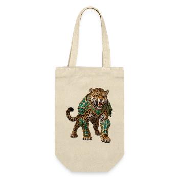 Jaguargolem in Smaragdrüstung - Geschenkbeutel für Flaschen - Natur - Vorne