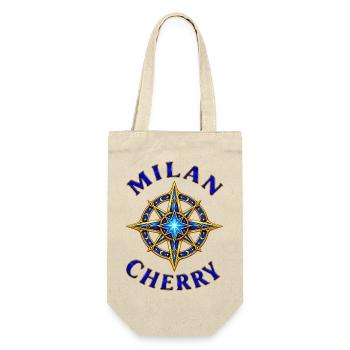 Milan und Cherry – Sternenkompass - Geschenkbeutel für Flaschen - Natur - Vorne