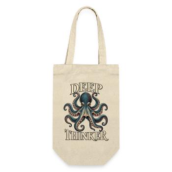 Deep Thinker – Vintage Oktopus - Geschenkbeutel für Flaschen - Natur - Vorne