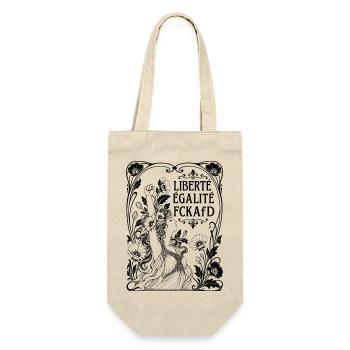 Liberté Égalité FCKAfD Art Nouveau Stil Protest - Geschenkbeutel für Flaschen - Natur - Vorne