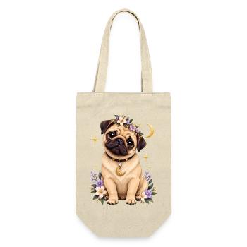 Mops Hund süßer Mops niedlicher Mops - Geschenkbeutel für Flaschen - Natur - Vorne