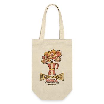 Retro Moka Kanne - Geschenkbeutel für Flaschen - Natur - Vorne