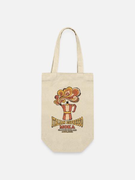 Retro Moka Kanne - Geschenkbeutel für Flaschen - Natur