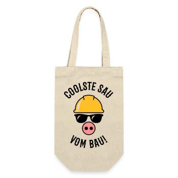 Coolste Sau Vom Bau! (Bauarbeiter / Handwerker) - Geschenkbeutel für Flaschen - Natur - Vorne