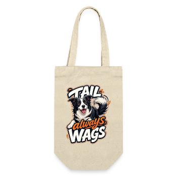 Border Collie - Geschenkbeutel für Flaschen - Natur - Vorne
