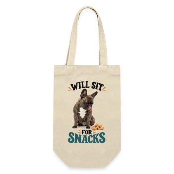 Französische Bulldogge Will Sit For Snacks - Geschenkbeutel für Flaschen - Natur - Vorne