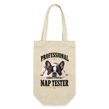 Professional Nap Tester Französische Bulldogge - Geschenkbeutel für Flaschen - Natur - Vorne