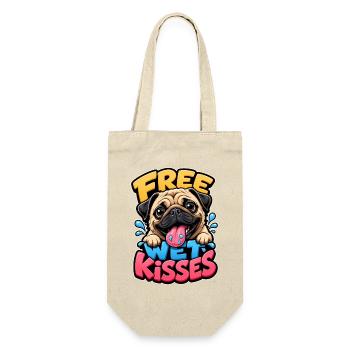 Mops - Geschenkbeutel für Flaschen - Natur - Vorne