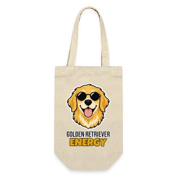 Golden Retriever Energy – Hund mit Sonnenbrille - Geschenkbeutel für Flaschen - Natur - Vorne