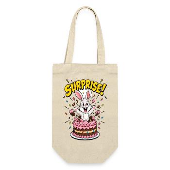 Überraschungs-Kaninchen-Geburtstagskuchen - Geschenkbeutel für Flaschen - Natur - Vorne