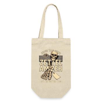Zettel am Zeh Totenkopf Motiv - Geschenkbeutel für Flaschen - Natur - Vorne
