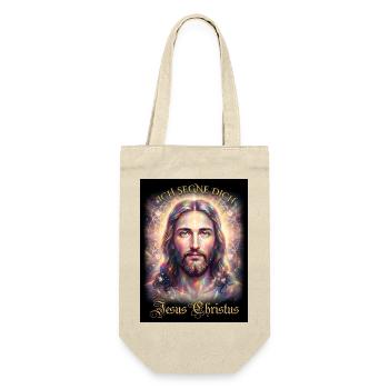 Jesus Christus Ich segne Dich - Geschenkbeutel für Flaschen - Natur - Vorne